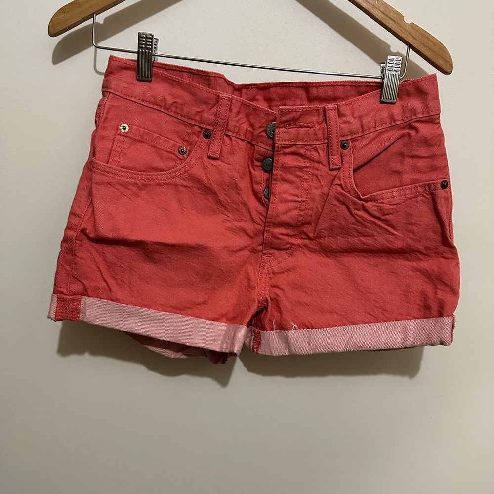 Levi Women's Coral Pink Denim Shorts